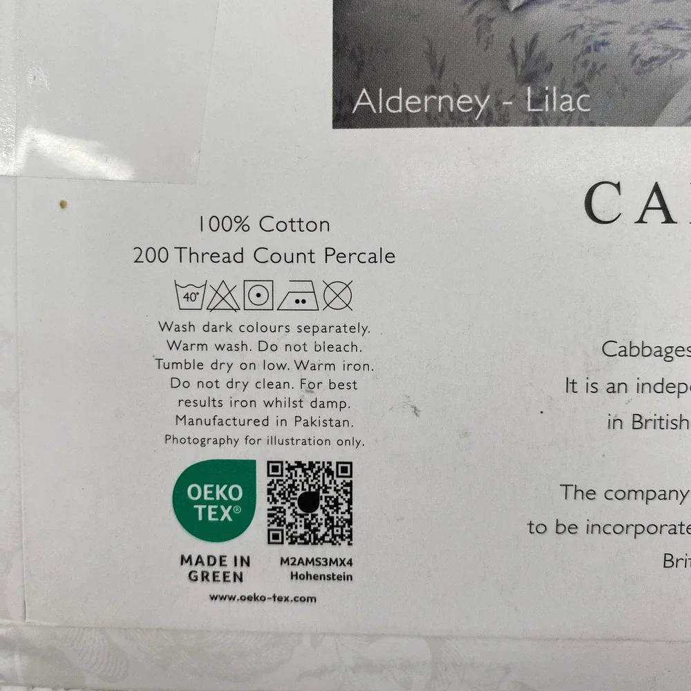 Cabbages & Roses Alderney Pillowcase Pair King Lilac Floral 100% Cotton Percale